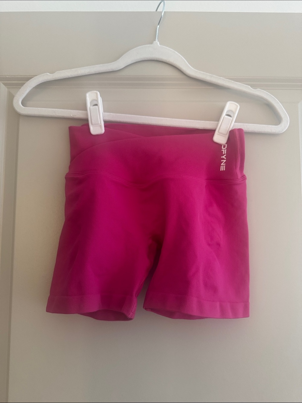 DFYNE High-Waist Athletic Shorts in Bright Pink